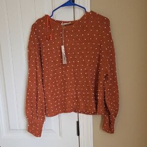 Women's Orange Polka Dot Lightweight Sweater
